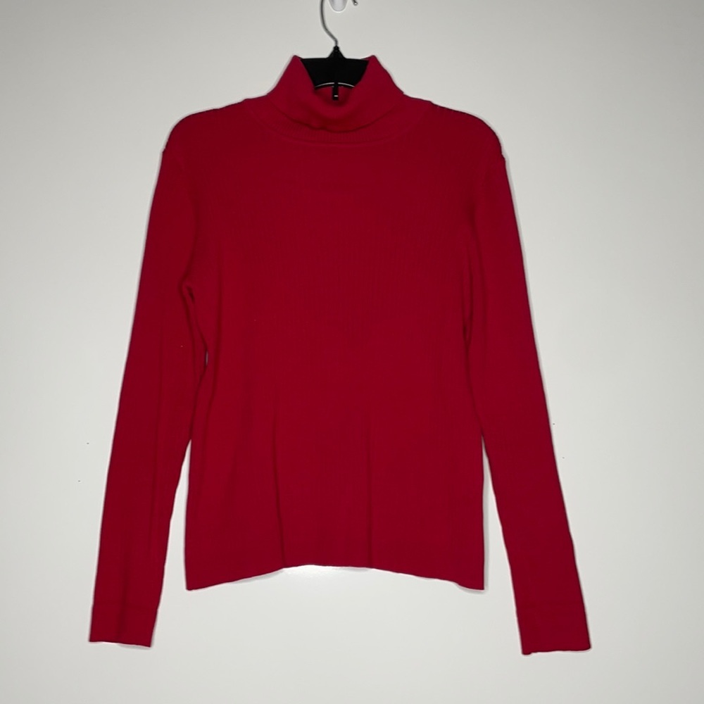 Chico's Long‎ Sleeve Silk Blend Shirt Red sz 2 Lg